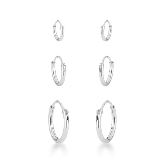 Trio Argola Rebitada Fio 1,2mm de Prata